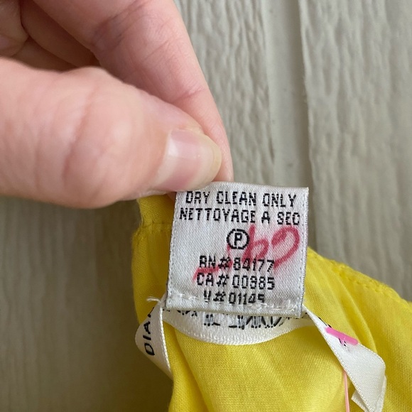 Diane von Furstenberg Yellow Eyelet Crisscross Back Scallop Hem Babydoll Tank 10 - Picture 9 of 9